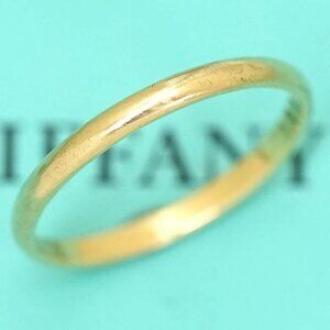 Tiffany & Co. Wedding Band Ring size US8.25 18k Yellow Gold 750 Auth w/Box